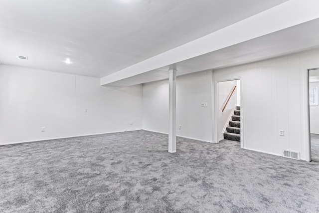 basement featuring carpet floors