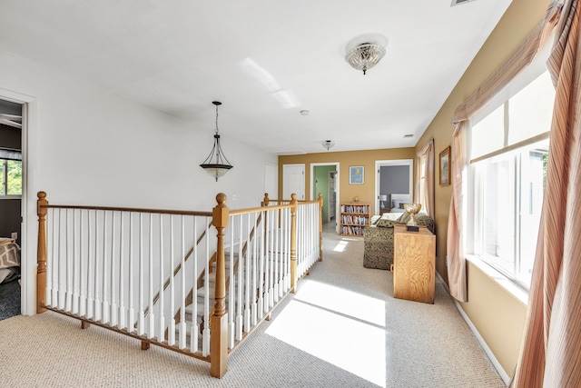 hallway featuring carpet flooring