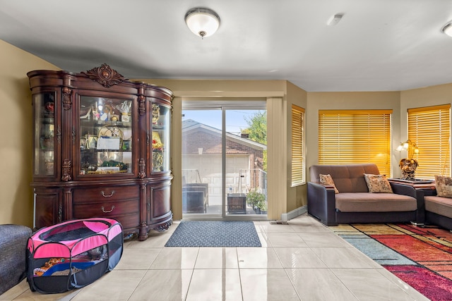 interior space with light tile patterned floors