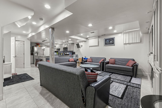 view of tiled living room