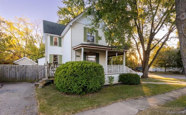 view of front of home featuring covered porch