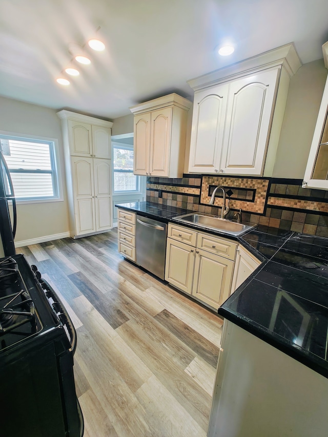 kitchen featuring dishwasher, gas stove, a wealth of natural light, and sink