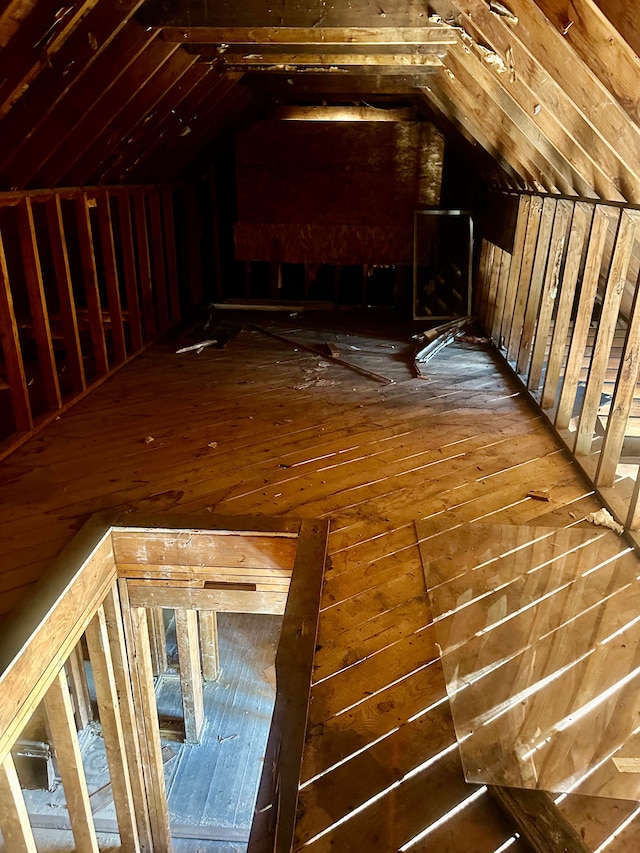 view of unfinished attic