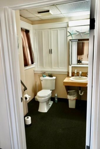 bathroom with sink, a drop ceiling, and toilet