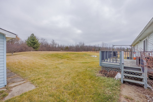 view of yard with a deck