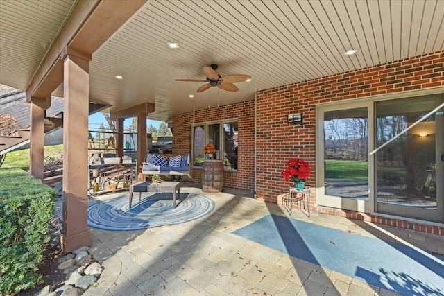 view of patio with ceiling fan