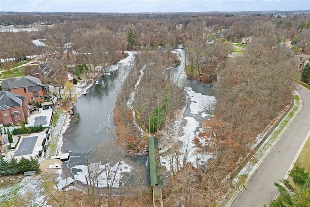 bird's eye view featuring a water view