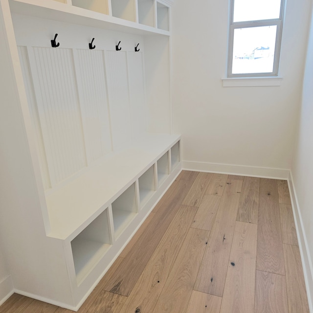 mudroom with light wood-type flooring