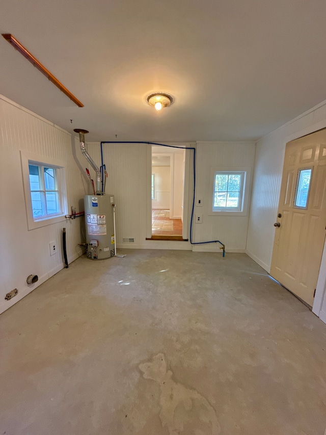 basement with water heater