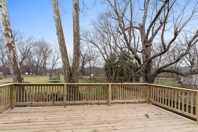 deck with a trampoline