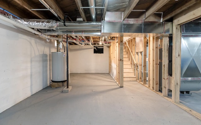 basement featuring water heater