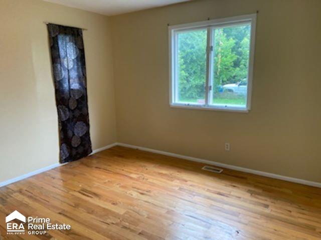 spare room featuring light wood-type flooring