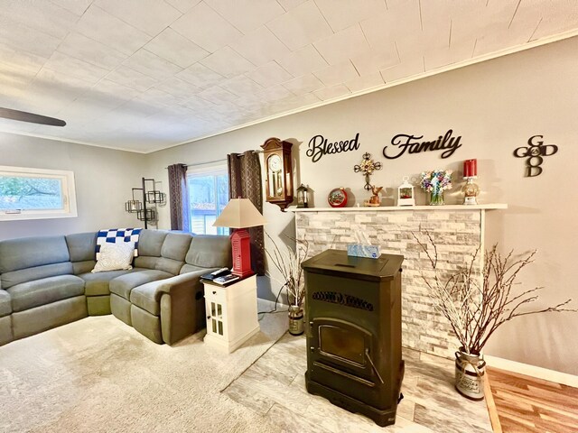 5376 Circle Dr, Reading, MI 49274 - living area featuring crown molding and carpet
