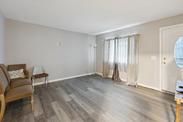 entryway with hardwood / wood-style flooring