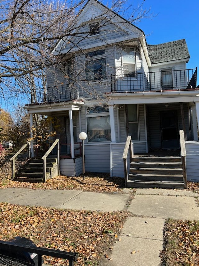 2932 Elmwood St, Detroit, MI 48207 - view of front of property featuring a balcony and covered porch