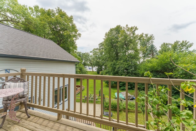 deck with a lawn