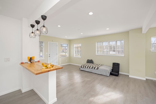 interior space with light hardwood / wood-style floors