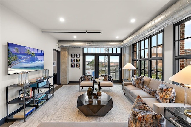 living room with french doors