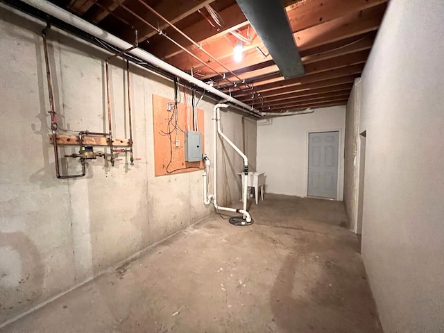 basement with electric panel