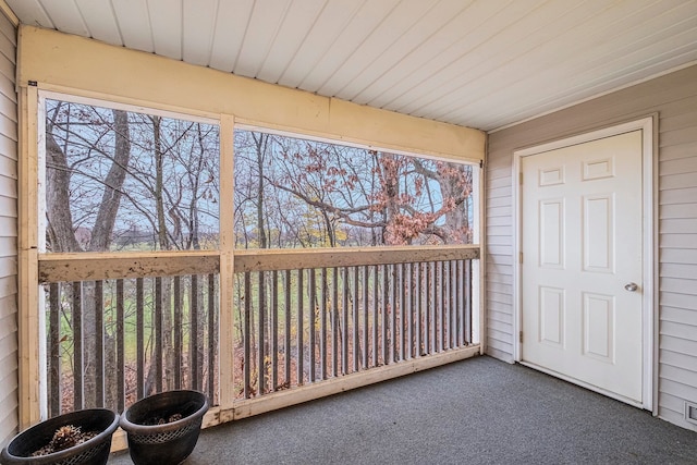 view of unfurnished sunroom