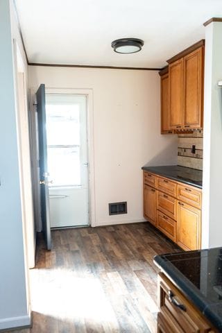 kitchen featuring dark hardwood / wood-style floors