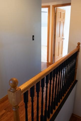 stairs featuring hardwood / wood-style floors and a wealth of natural light