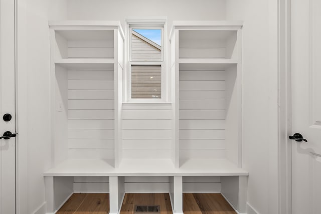 mudroom featuring wood-type flooring