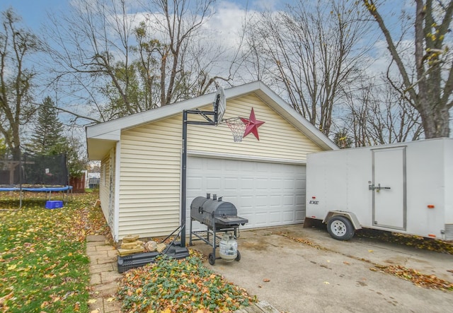 garage featuring a trampoline