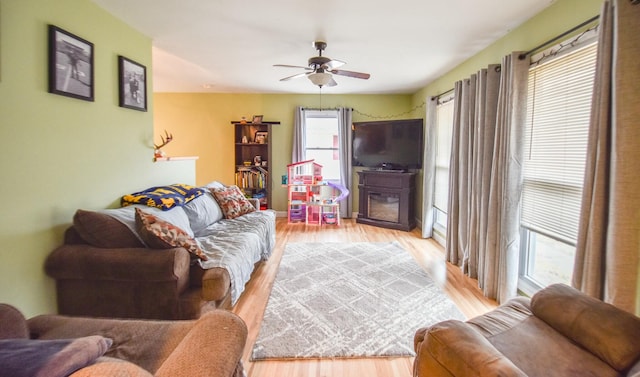 living room featuring a healthy amount of sunlight and light wood-type flooring