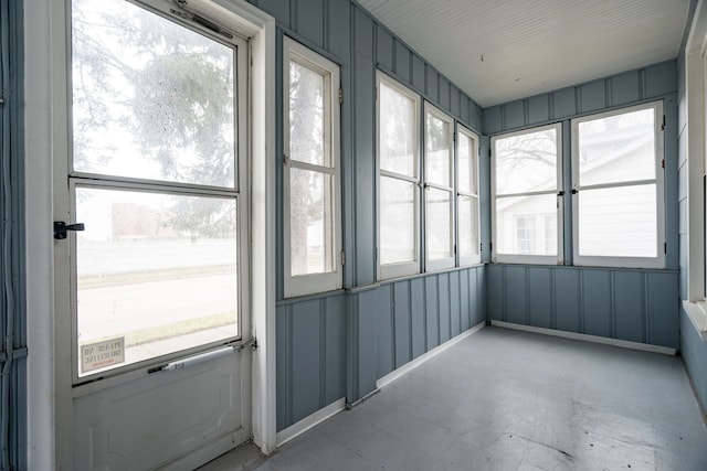 view of unfurnished sunroom