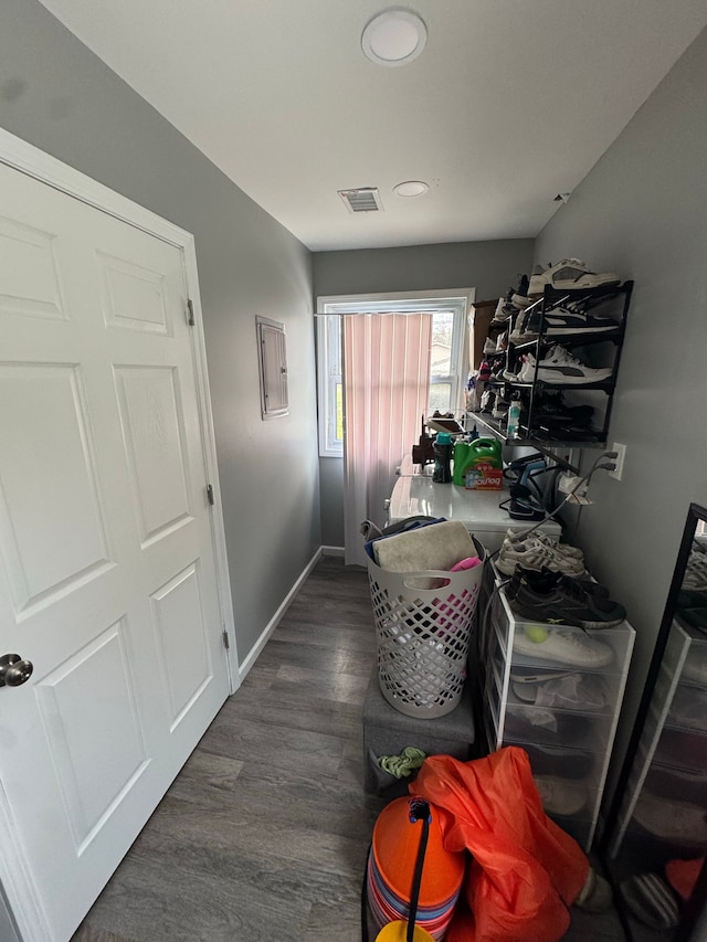 interior space featuring dark wood-type flooring