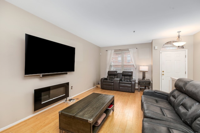 living room featuring light wood-type flooring