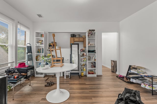 home office featuring hardwood / wood-style flooring