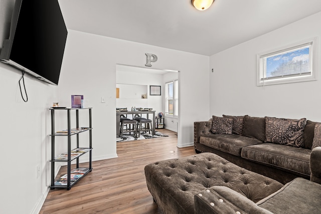 living room featuring light wood-type flooring