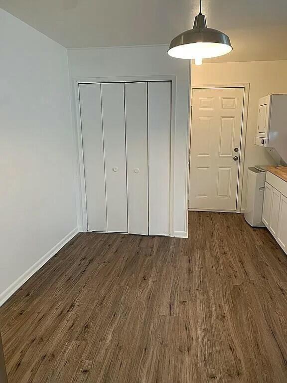 unfurnished bedroom featuring dark wood-type flooring