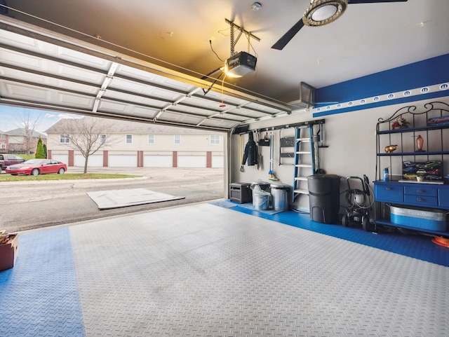 garage with a garage door opener