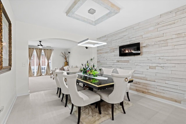 dining room featuring ceiling fan