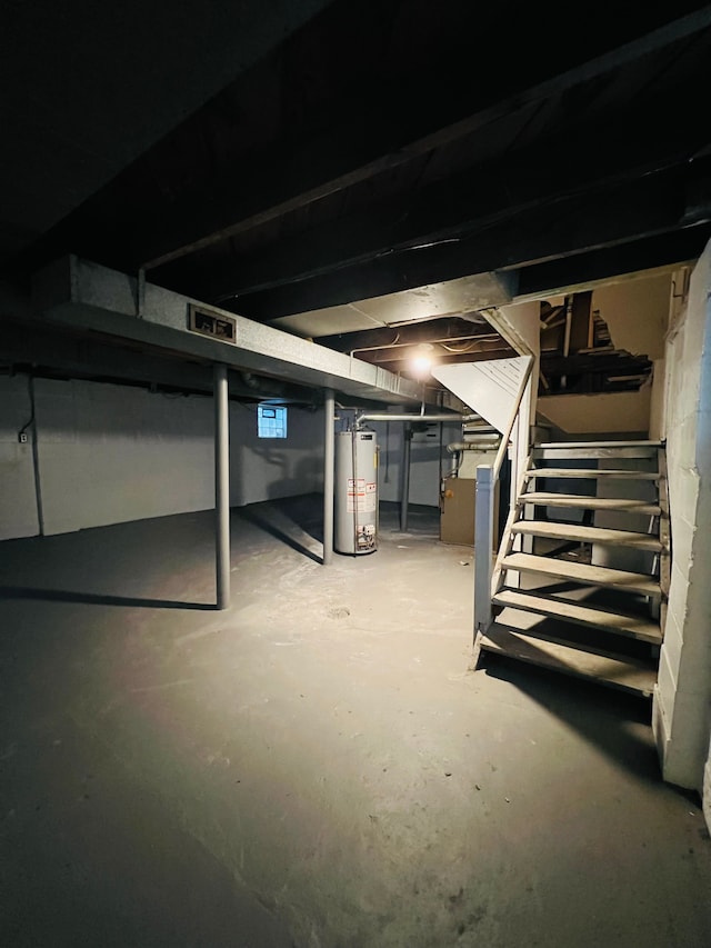 basement with gas water heater