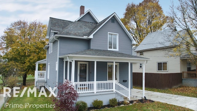 view of front facade featuring covered porch