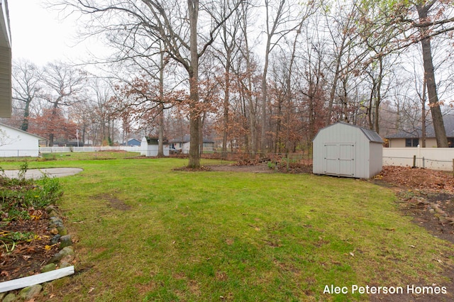 view of yard featuring a shed