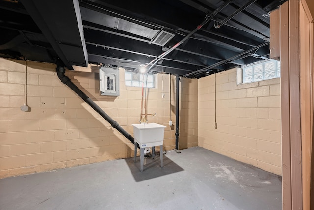 basement with electric panel