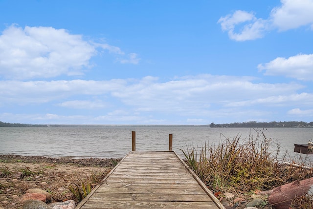 dock area featuring a water view