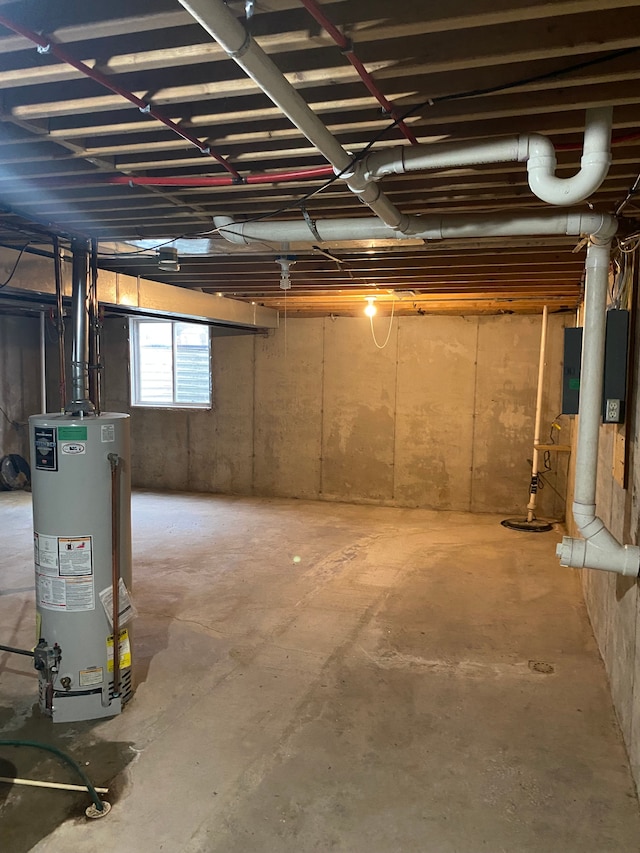 basement with gas water heater