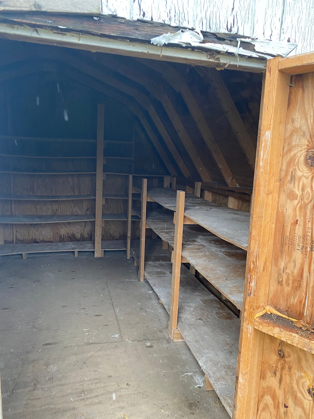 view of unfinished attic