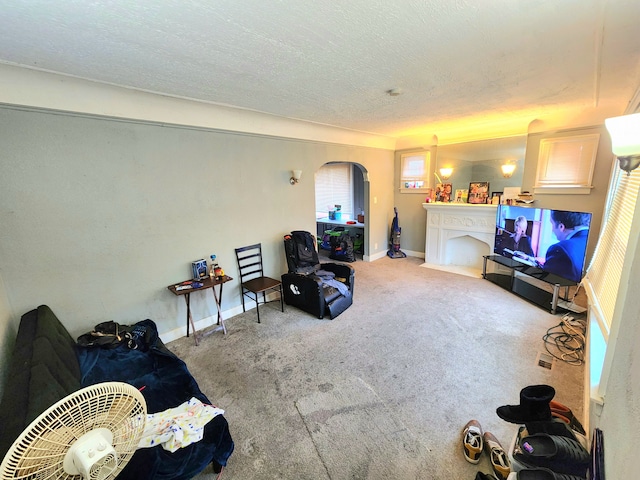 living room featuring carpet flooring and a wealth of natural light