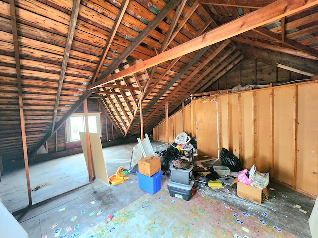 view of unfinished attic