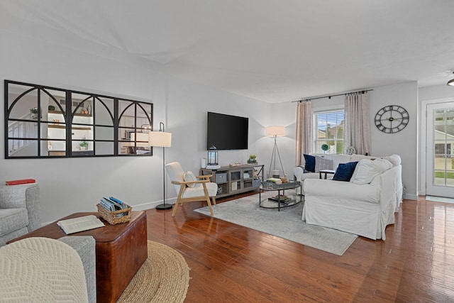 living room with hardwood / wood-style floors