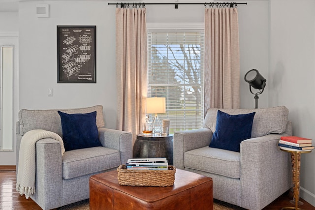 living area featuring hardwood / wood-style flooring