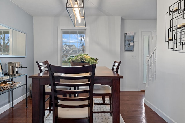 dining room with a healthy amount of sunlight and dark wood-type flooring