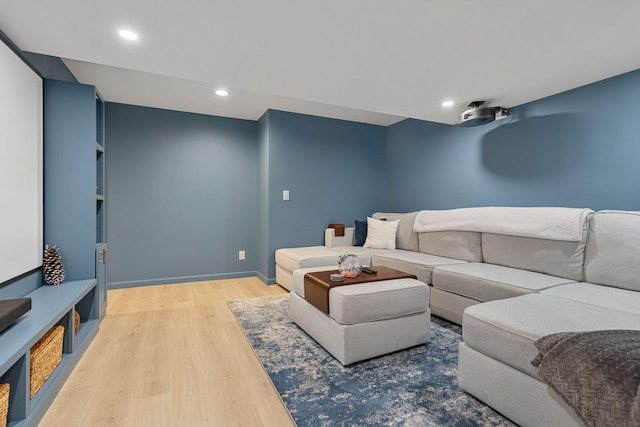 living room with hardwood / wood-style floors